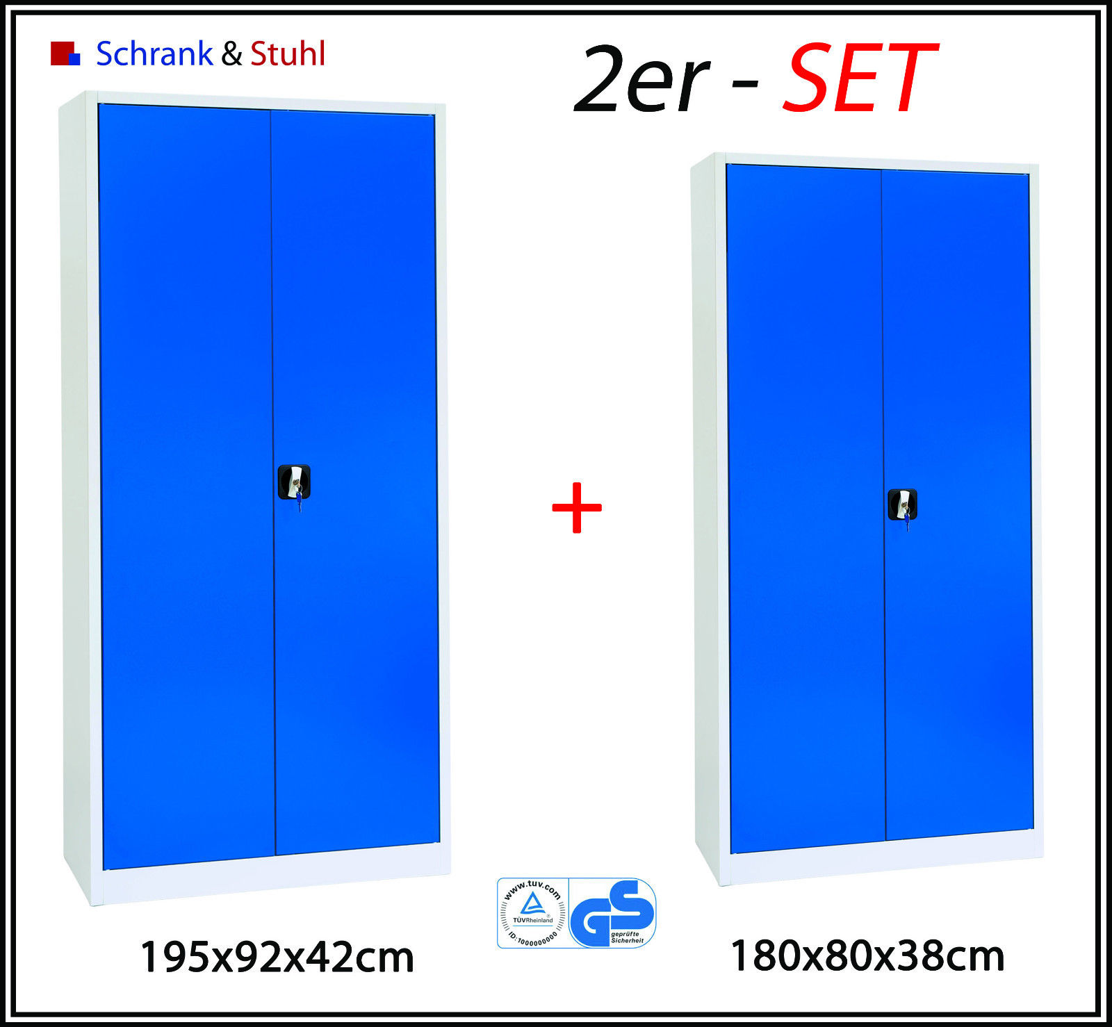 2er Set Stahlschrank Lagerschrank Metallschrank Werkzeugschrank Schrank